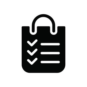 negro Lista de Verificación icono con redondeado manejar, garrapata marcas, y blanco antecedentes vector