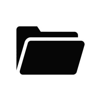 negro abierto carpeta icono en blanco antecedentes para web diseño vector