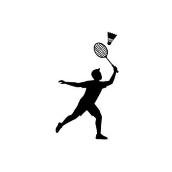 Silhouette of a Badminton Player in Action. vector