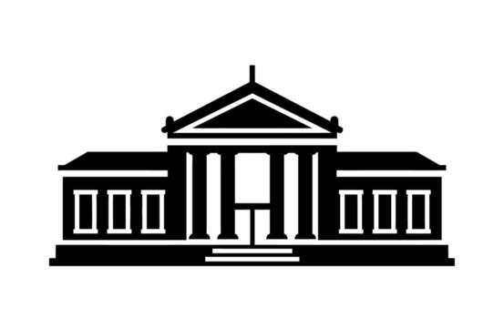 Architectural Silhouette Classic Building with Columns and Pediment Design. vector