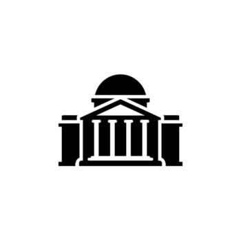 Classical building icon with columns and dome. vector