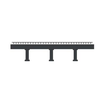 Elevated highway bridge structure with multiple support pillars and road surface. vector