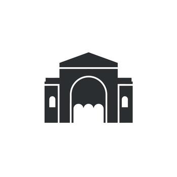 Elegant Building Icon Featuring Grand Archway and Symmetrical Design. vector