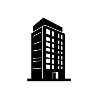 Silhouette of a Modern HighRise Building with Geometric Design. vector