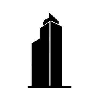 Modern Skyscraper Silhouette Icon Representing Urban Architecture. vector
