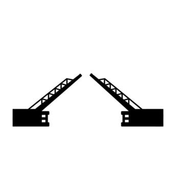 Silhouette of an Open Drawbridge with Triangular Support Structure. vector