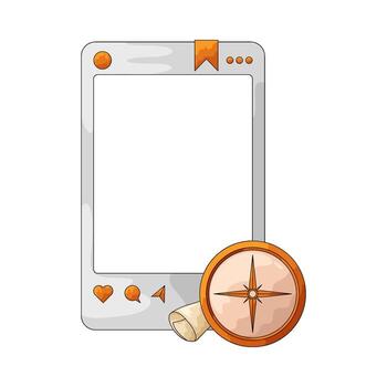 Travel Frame with Compass and Map vector