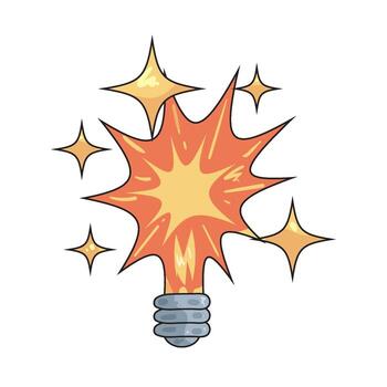 creativo bombilla idea con brillar efecto vector