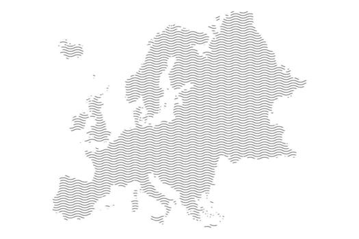Europe map with wavy effect lines texture vector