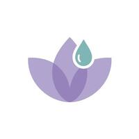 resumen loto flor logo con agua soltar en elegante púrpura y verde azulado tonos vector