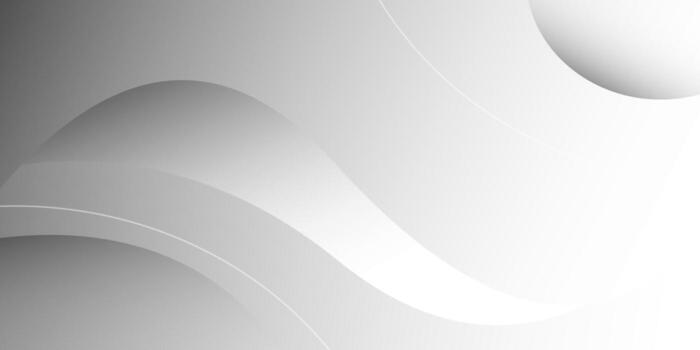 Abstract Gray and White Wavy Gradient Background with Smooth Curves. vector