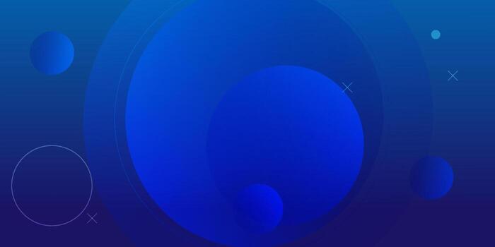 Abstract Blue Gradient with Overlapping Circles and Geometric Shapes. vector