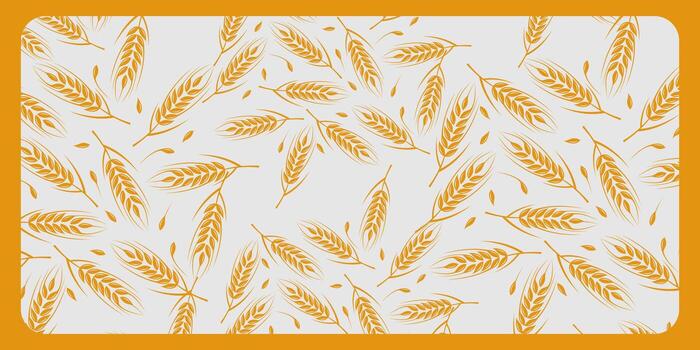 Golden Wheat Ears Pattern on Light Gray Background Abstract Design. vector