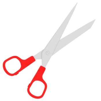 3d render scissors tool object with transparent background png