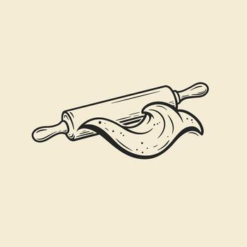 Logo design of a rolling pin with dough on it vector