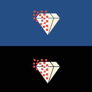 Diamond logo design with pixelated effect for modern tech company branding and visual identity needs vector