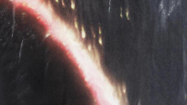 a painting of a red and black streak photo