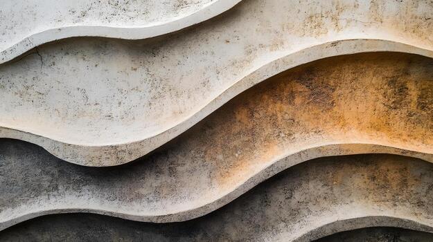 The textured wall shows fluid and wave like abstract form with light and shadow creating depth design. photo