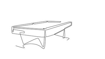 animerad själv teckning av kontinuerlig linje dra aktiva professionell manlig idrottare biljard, fokuserade på hans skott, betona de spel koncentration och vätska rörelse. full längd ett linje animering video