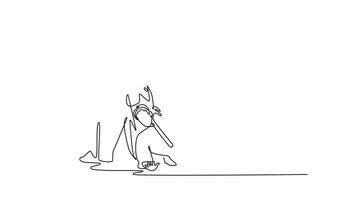 animado yo dibujo de continuo línea dibujar un dinámica aikido técnica, con uno masculino figura controlador su socios impulso mediante preciso muñeca bloquear y tirar. lleno longitud uno línea animación video