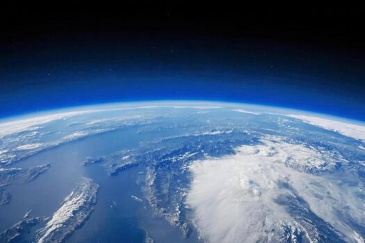 Space view of Earth universe. View of the earth's horizon from space photo