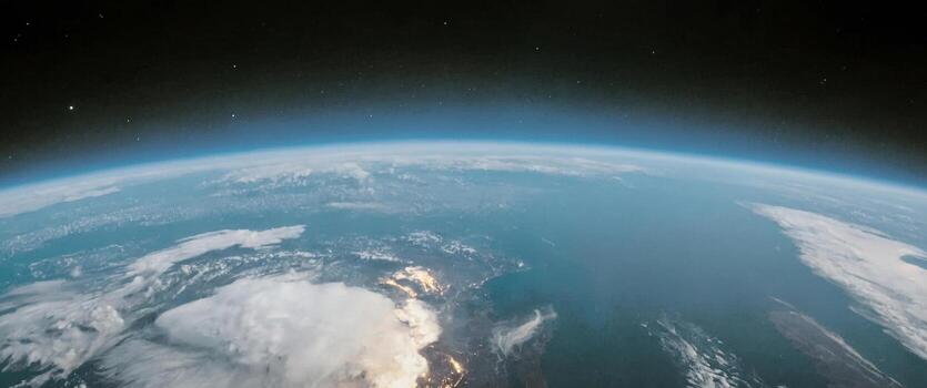 View of the earth's horizon from space. Space view of Earth universe photo
