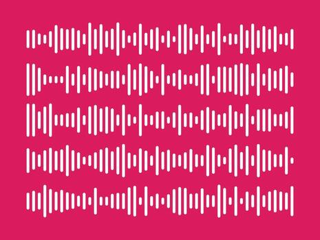 Equalizer waves isolated on a background. EQ illustration, featuring five rows of pink vertical bars on a white background. vector