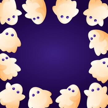 un cuadrado Víspera de Todos los Santos marco diseño presentando fantasmas un guirnalda de caramelo y dulces en el forma de un fantasma. el modelo es Perfecto para escalofriante fiesta invitaciones o saludo tarjetas vector