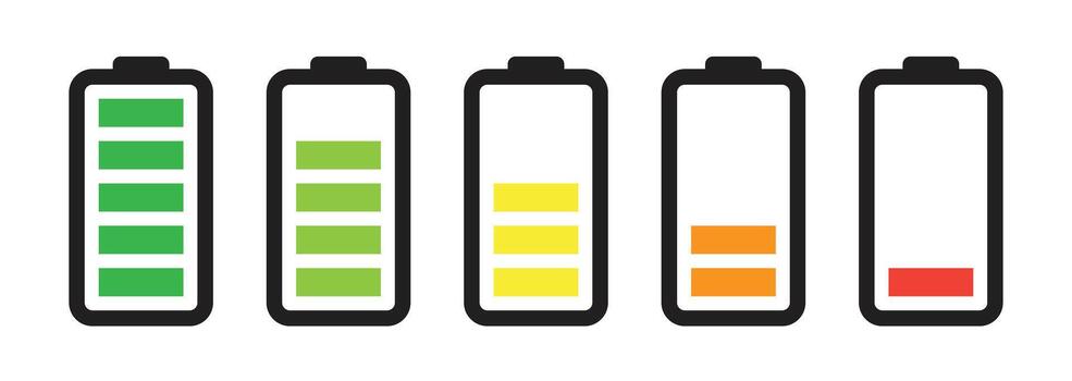 simple set battery icon. Charge from high to low transition . vector