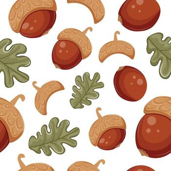 Acorns and leaves pattern design vector