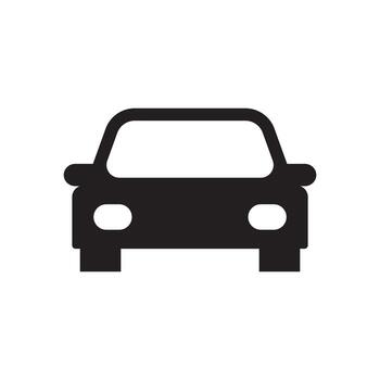 un sencillo negro silueta icono representando un auto, visto desde el frente, en un blanco antecedentes vector