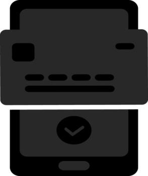 muestra un crédito tarjeta vinculado a un teléfono con un marca de verificación para un verificado compra. vector