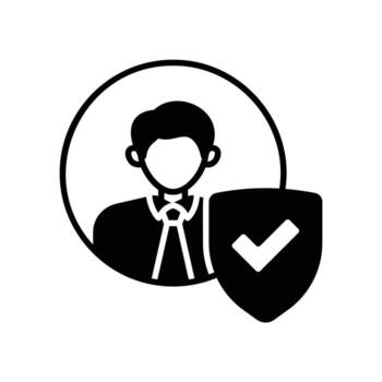 Verified user or account icon with shield check vector