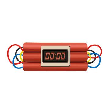 Dynamite Bomb with Digital Timer Clock Illustration Isolated on White Background vector