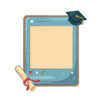 Graduation certificate template with diploma vector