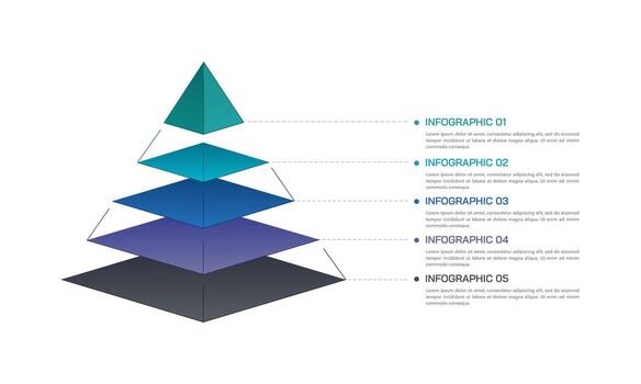 5 Level Pyramid Infographic Template for Business Hierarchy, Priority, and Data Visualization. Presentation, Banner and Plan. vector