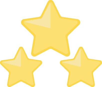Flat icon of a three-star rating, representing quality, customer feedback, achievement, and classification for a premium product or service vector