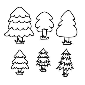 un conjunto de cuatro arboles con diferente tamaños y formas vector