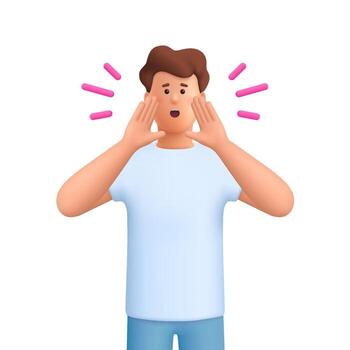 Animated person shouting excitedly vector