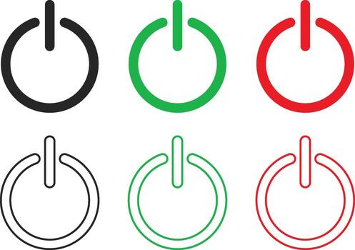 Power on off icon set. green Switch on and red Switch off symbol. Turn on and shutdown signs vector