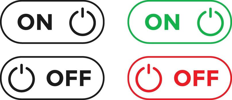 Power on off icons set. Switch on off symbol. Turn on and shutdown signs vector
