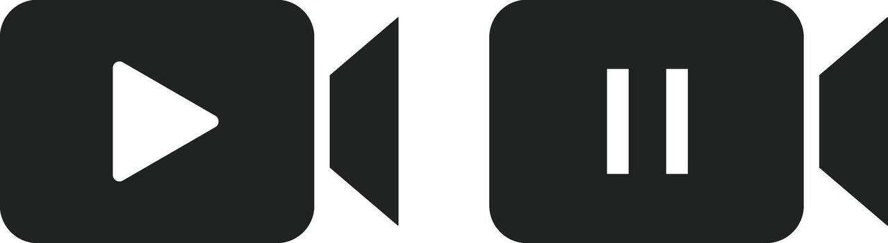 camera icon with play pause symbols. streaming symbol with play and pause vector