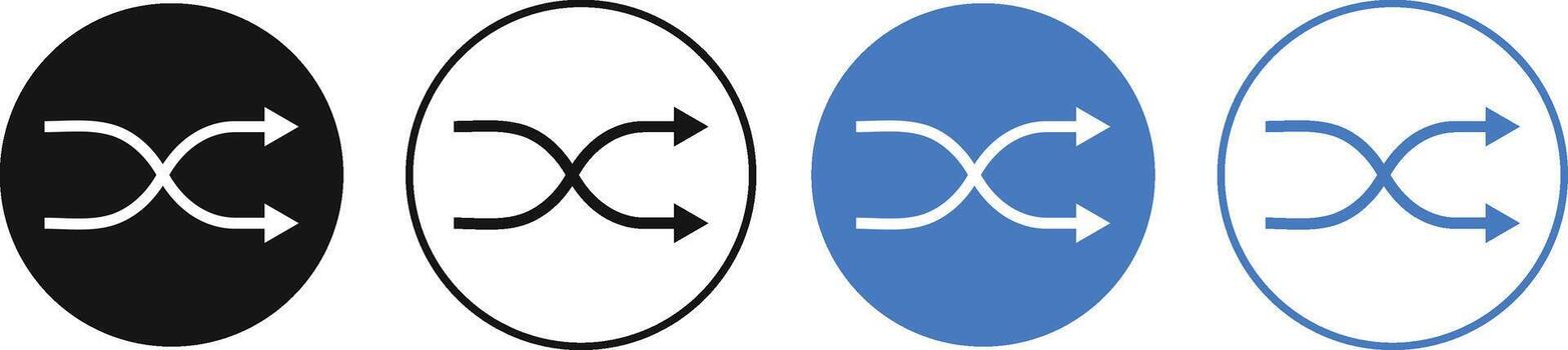 shuffle icon set. Music playlist control symbols. Random music playlist. Two arrow sign vector