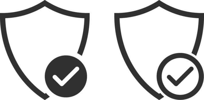shield icon with check mark symbol. Tick mark with protection security shield icons. vector