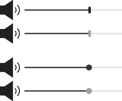volume slider icons set. Volume bar level control signs. Audio sound control adjustment vector