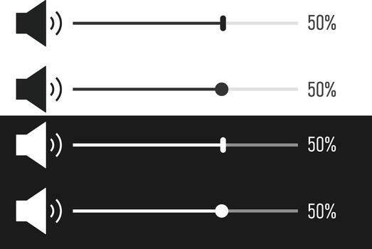 volume slider icon set. Volume bar level control sign. Audio sound control adjustment. vector