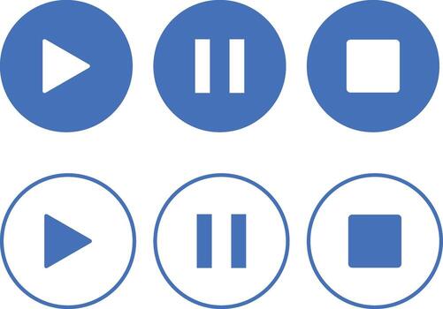 Play pause stop icon set. media player buttons. Music interface symbols vector