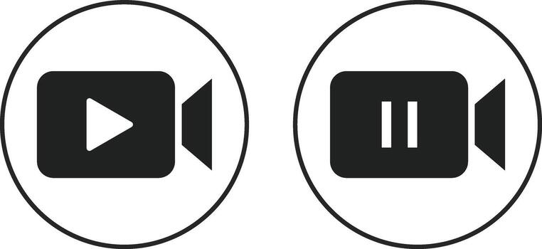 camera icon with play pause symbol. streaming symbol with play and pause vector