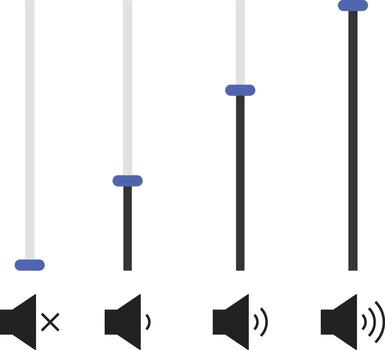 volume slider icons set. Volume bar level control sign. Audio sound control adjustment vector