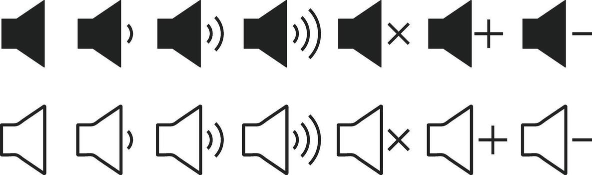 volume icon set. Speaker symbol collection. Volume sound level control adjustment . vector